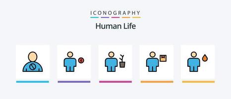 ligne humaine remplie de 5 packs d'icônes comprenant une minuterie. corps. avatar. avatar. Etre prêt. conception d'icônes créatives vecteur