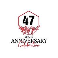 Logo d'anniversaire de 47 ans, célébration de conception de vecteur d'anniversaire luxueux