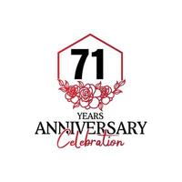 Logo d'anniversaire de 71 ans, célébration de conception vectorielle d'anniversaire de luxe vecteur
