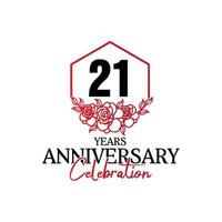 Logo d'anniversaire de 21 ans, célébration de conception de vecteur d'anniversaire luxueux