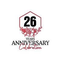 Logo d'anniversaire de 26 ans, célébration de conception de vecteur d'anniversaire luxueux