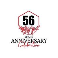 Logo d'anniversaire de 56 ans, célébration de conception de vecteur d'anniversaire luxueux