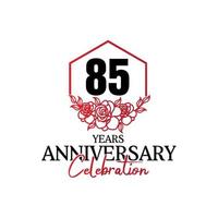 Logo d'anniversaire de 85 ans, célébration de conception de vecteur d'anniversaire luxueux