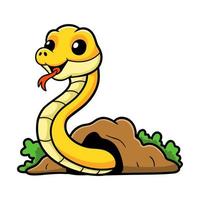 dessin animé mignon serpent insularis jaune hors du sol vecteur