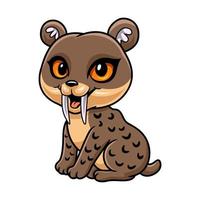 mignon petit dessin animé smilodon assis vecteur