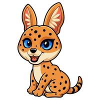 dessin animé mignon chat serval assis vecteur