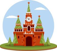 kremlin de moscou. destination touristique pour la visite de la capitale. forteresse avec tour et mur. attraction touristique. illustration plate de dessin animé. l'été. résidence de russe. président sur la place rouge vecteur