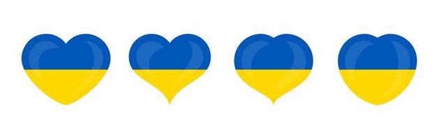 ensemble de coeurs aux couleurs ukrainiennes vecteur