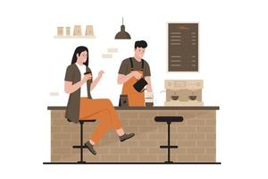 illustration vectorielle de barista masculin faisant du café vecteur