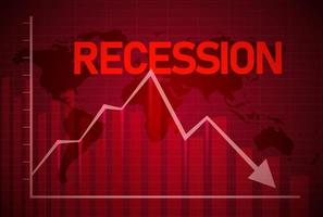 contexte de récession dans le monde entier. graphique montrant la diminution du titre de la récession vecteur