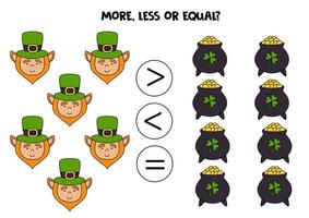 plus, moins ou égal avec des éléments de dessin animé mignon saint patrick day. vecteur