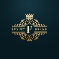 logo de lettre p or de luxe. logo de luxe lettre initiale p design vecteur