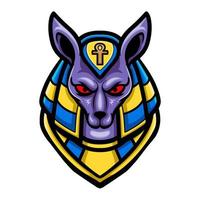 création de mascotte de logo de tête d'anubis vecteur