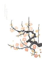 fond japonais avec vecteur de texture or et noir. fleur de cerisier, bambou et décorations de nuages chinois dans un style vintage. icône de paysage d'art et création de logo.