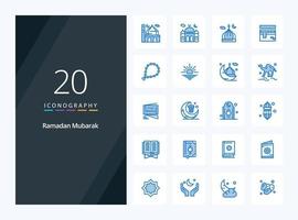 20 icône de couleur bleue du ramadan pour la présentation vecteur