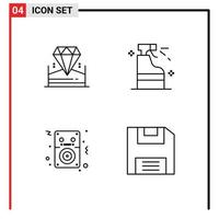 concept de 4 lignes pour sites Web mobiles et applications chansons brillantes lecteur de détergent hôtel éléments de conception vectoriels modifiables vecteur