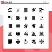 interface mobile ensemble de glyphes solides de 25 pictogrammes d'éléments de conception vectoriels modifiables de matériel commercial de bâtiments de marketing de smartphone vecteur