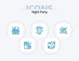 pack d'icônes bleues de fête de nuit 5 conception d'icônes. confettis. vin. vin. fête. fête vecteur