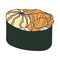 clipart de sushi gunkan maki dessiné à la main. plats de cuisine traditionnelle japonaise. nourriture asiatique vecteur