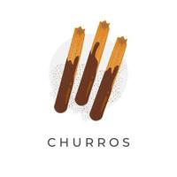 illustration de logo de délicieux churros avec une sauce au chocolat abondante vecteur