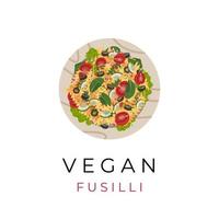 aliments sains pâtes fusilli végétalien illustration logo vecteur
