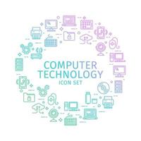 technologie informatique modèle de conception ronde fine ligne concept d'icône. vecteur