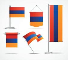 ensemble de bannière de drapeau arménie détaillée 3d réaliste. vecteur