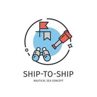 icône de fine ligne de mer nautique concept de navire à navire. vecteur