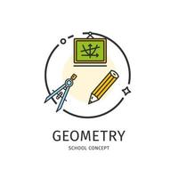 concept de géométrie d'icône de fine ligne d'école. vecteur