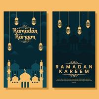 illustration de bannière verticale ramadan au design plat vecteur