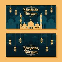 illustration de bannière horizontale ramadan au design plat vecteur