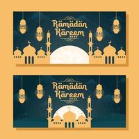 illustration de bannière horizontale ramadan au design plat vecteur