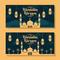 illustration de bannière horizontale ramadan au design plat vecteur