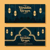 illustration de bannière horizontale ramadan au design plat vecteur