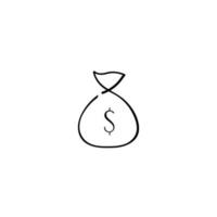 conception d'icône de style de ligne de sac d'argent vecteur