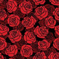 modèle sans couture de fleurs de roses rouges sur fond noir vecteur