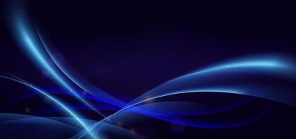 technologie abstraite ligne courbe bleu brillant futuriste sur fond bleu foncé. vecteur