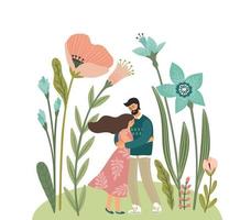 illustration romantique avec homme et femme. amour, histoire d'amour, relation. concept de design vectoriel pour la saint valentin et d'autres utilisations.