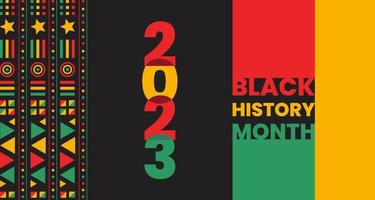 fond de texte du mois de l'histoire des noirs 2023. fond du mois de l'histoire des noirs. histoire afro-américaine ou mois de l'histoire des noirs. célébrée chaque année en février aux états-unis et au canada. typographie 2023 vecteur