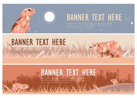 Gopher Illustration Web Banner Pack vecteur