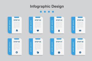 modèle d'infographie d'entreprise abstraite en huit étapes vecteur