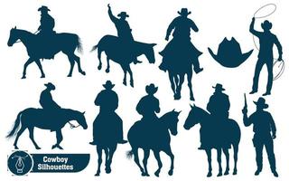 collection de silhouettes de cow-boy vecteur