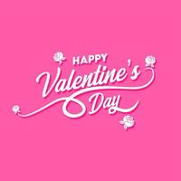 typographie de texte happy valentines day, sur fond rose vecteur