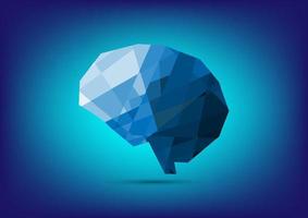 illustration vectorielle du polygone du cerveau sur fond bleu. vecteur