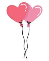 doodle clipart paire de jolis ballons en forme de coeur vecteur