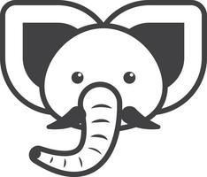 illustration de visage d'éléphant dans un style minimal vecteur