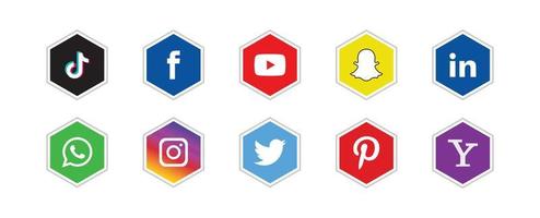 icônes de médias sociaux. logos facebook, instagram, twitter, youtube. symboles vectoriels éditoriaux.