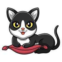 dessin animé mignon de chat de fumée noire sur l'oreiller vecteur