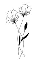 illustration vectorielle de fleurs, vecteur noir et blanc.