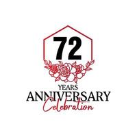Logo d'anniversaire de 72 ans, célébration de conception de vecteur d'anniversaire luxueux